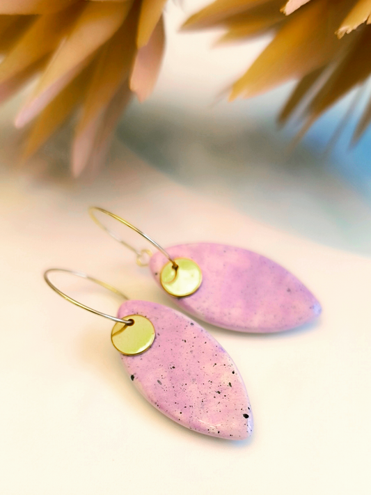 MARQUISE SHAPED ceramic dangle earrings, PURPLE